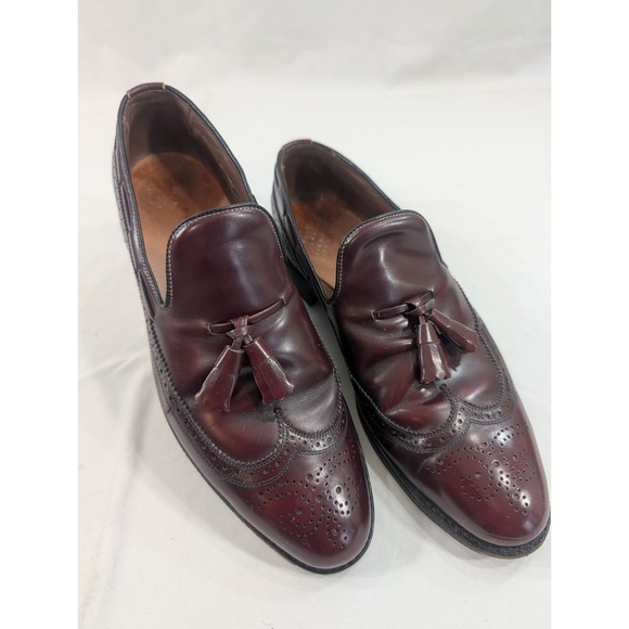 Allen Edmonds Mens Berwick Tassel Loafers‎ SZ 9.5 C Burgundy Wingtip Dress Shoes main image 7